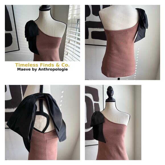 Maeve by Anthropologie Bow Shoulder Ribbed Tank Top Brown XS - Picture 4 of 16